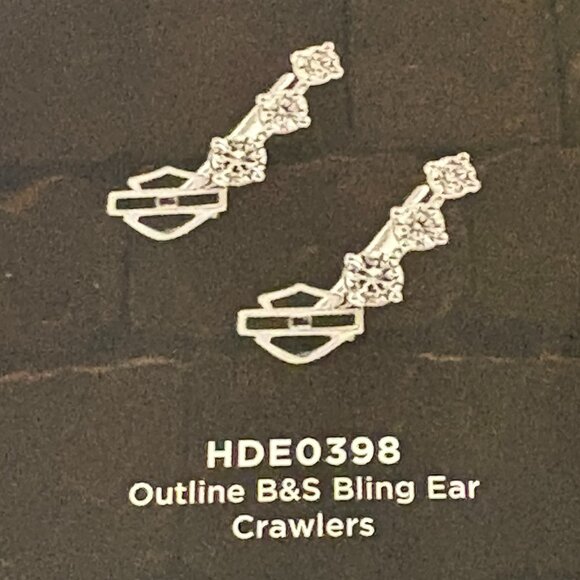 HARLEY DAVIDSON STERLING SILVER BLING EARRINGS - Picture 1 of 3